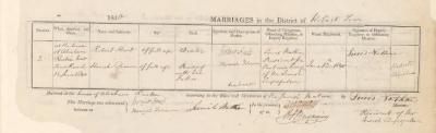 Robert Hart & Hannah Solomon marriage record